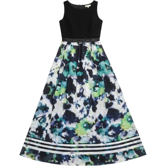 Betsy & Adam Dresses & Skirts - Betsy & Adam Floral Illusion Waist Maxi Dress Size 4 Formal Gown